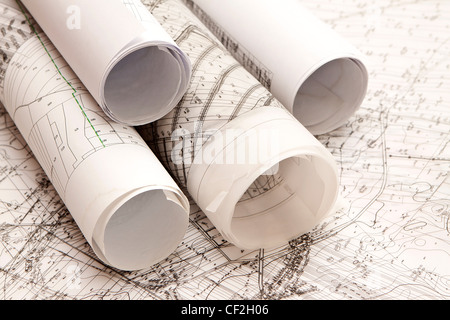 Les plans d'architecture bleu Banque D'Images