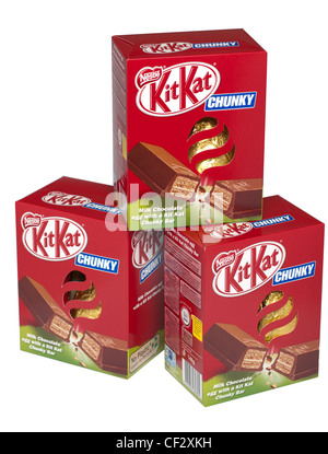 KitKat chunky en boîte trois oeufs de Pâques Banque D'Images