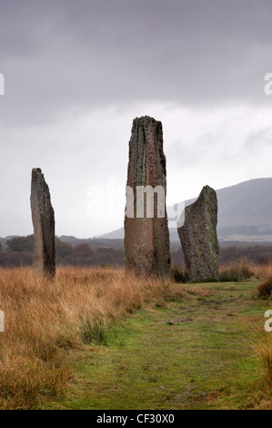 Menhirs datant de 1800-1600 BC au Machrie Moor sur l'île d'Arran. Banque D'Images