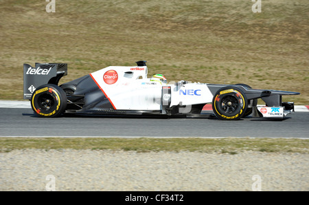 Sergio Perez (MEX), Sauber C31 Formule 1 pendant une session de test sur circuit de Catalogne, Espagne Banque D'Images