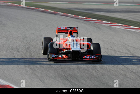 Charles Pic (FRA), Marussia Formule 1 pendant une session de test sur circuit de Catalogne, Espagne Banque D'Images