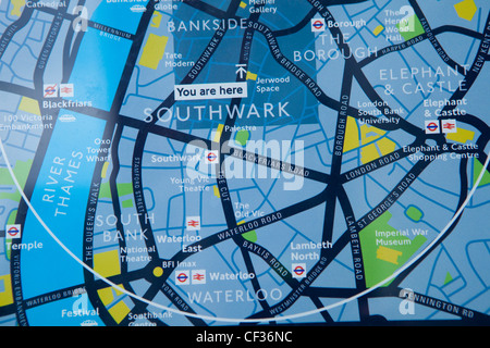 Une vue rapprochée de la rue publique cartes dans le London Borough of Southwark Banque D'Images