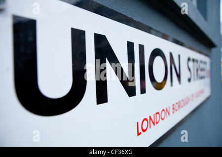 Vue d'une signalisation routière pour Union Street, le London Borough of Southwark Banque D'Images