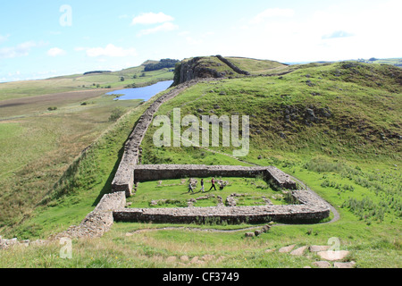 Mur d'Hadrien à Milecastle 39 en direction est, Northumberland, Angleterre, Grande-Bretagne, Royaume-Uni, UK, Europe Banque D'Images