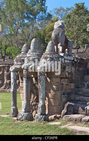 Terrasse des éléphants Angkor Thom au Cambodge Banque D'Images