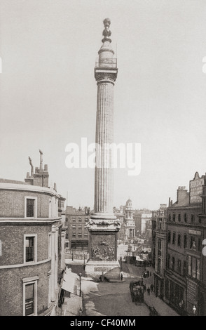 Le monument au grand incendie de Londres, aka le Monument, Londres, Angleterre à la fin du xixe siècle. Banque D'Images