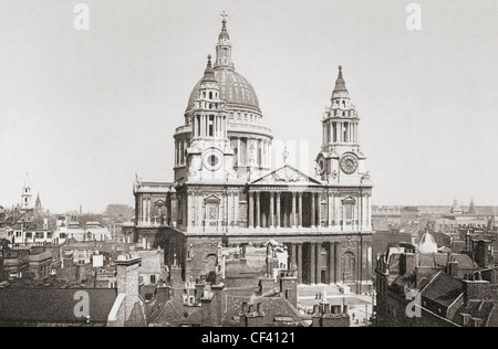 La Cathédrale St Paul, à Londres, en Angleterre à la fin du xixe siècle. Depuis Londres, historique et social, publié en 1902. Banque D'Images