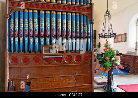 L'intérieur de l'orgue de l'église St Mary the Virgin. L'église est la maison à un certain nombre de peintures murales médiévales datant de th Banque D'Images