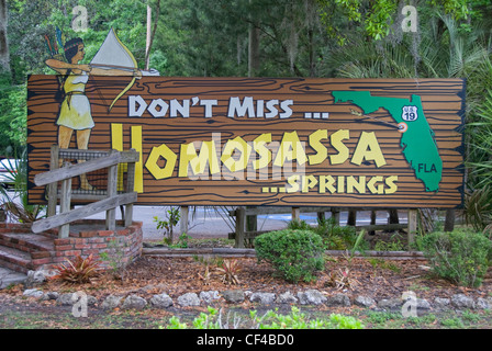 Homosassa Springs State Park la vie sauvage signe de bienvenue. Floride Banque D'Images