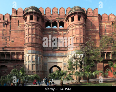 L'Inde, Uttar Pradesh, Agra, Fort, Amar Singh Gate ; Banque D'Images