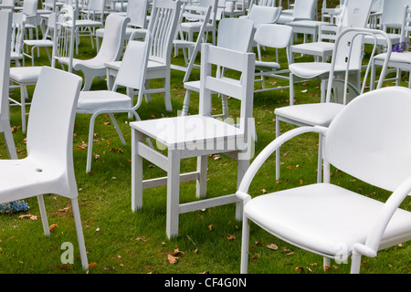 185 chaises vides séisme de Christchurch Memorial Banque D'Images