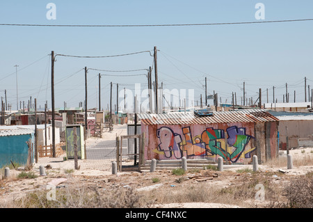 Maisons de squatters sur le township de Khayelitsha, près du Cap, Afrique du Sud Banque D'Images