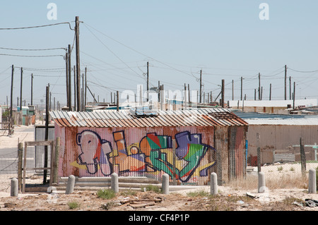 Maisons de squatters sur le township de Khayelitsha, près du Cap, Afrique du Sud Banque D'Images