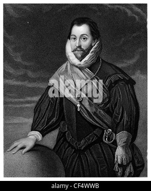 Le Vice-amiral Sir Francis Drake capitaine corsaire anglais navigator slaver politicien ère élisabéthaine Armada espagnole Banque D'Images