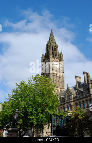 Hôtel de ville de Manchester, un impressionnant bâtiment néo-gothique, achevée en 1887 dans Albert Square. Banque D'Images