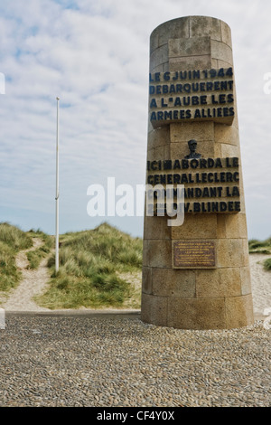 "Utah Beach", Normandie. Ce monument commémore le débarquement de la 2ème division blindée française, dirigée par le général Leclerc. Banque D'Images