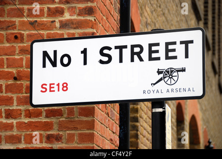 'No 1 Street' street signe à un nouveau développement de la rivière dans le sud-est de Londres. Banque D'Images