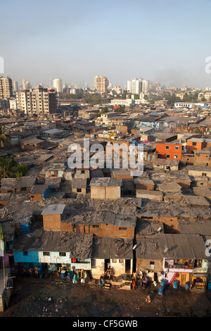 Les bidonvilles Dharavi, Mumbai, Inde Banque D'Images