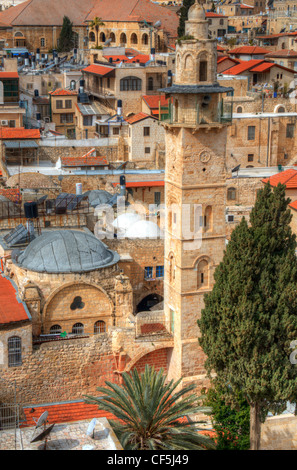 Vue aérienne de la vieille ville de Jérusalem, Israël. Banque D'Images