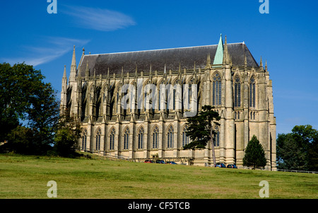 Lancing College chapelle construite dans le style gothique anglais du 14e siècle. La première pierre de la chapelle fut posée en 186 Banque D'Images