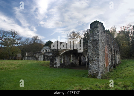 Les ruines de l'abbaye de Waverley, la première abbaye cistercienne en Angleterre, fondée en 1128 par William Giffard, évêque de Winchester. Banque D'Images