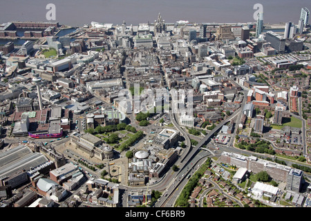 Vue aérienne sur la ville de Liverpool Banque D'Images
