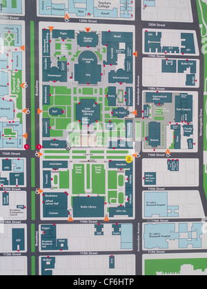 Carte du campus de l'Université Columbia Banque D'Images