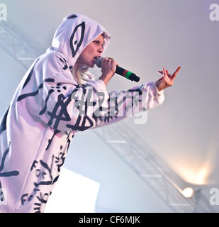 Die Antwoord jouant au festival vaudou de la Nouvelle Orléans en 2010. Banque D'Images