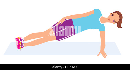 Plank coude Female leaning peser à bras raccourci avec un corps tout droit Banque D'Images