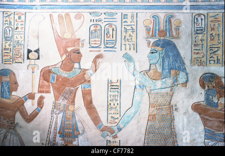 La peinture tombe dans le tombeau de l'Amen-Khopshef Vallée des Reines Thèbes antique de la vallée du Nil Louxor Egypte Afrique du Nord Banque D'Images