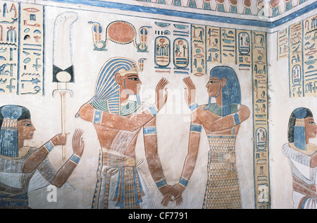 La peinture dans la tombe de l'Amen-Khopshef Vallée des Reines Thèbes antique Egypte Louxor Rive Ouest Banque D'Images