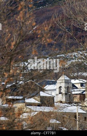 Au village de l'Espagne Castilla Leon couverte de neige Banque D'Images