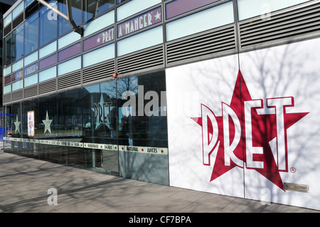 Pret a manger cafe chaîne café Euston Road sign Banque D'Images