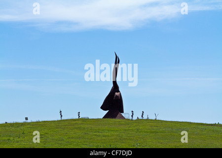 Porter sculpture en métal Park, Montrose aux États-Unis Une sculpture d'une tête d'animal horizontale personne en plein air haute résolution Banque D'Images