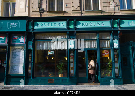 Havelska Koruna restaurant self-service extérieur la rue Havelska Prague République Tchèque Europe Banque D'Images