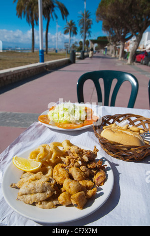 Pescaito frito el Malaga le poisson grillé dans le Paseo Maritimo del Pedregal quartier Pedregalejo promenade Malalaga Banque D'Images