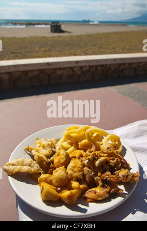 Pescaito frito el Malaga le poisson grillé dans le Paseo Maritimo del Pedregal quartier Pedregalejo promenade Malalaga Banque D'Images