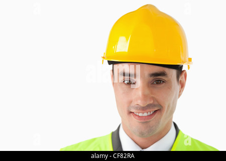 Close up de l'architecte avec casque sur Banque D'Images