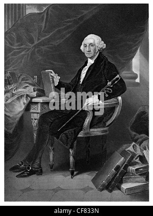 George Washington 1732-1799 commandant des forces révolutionnaires américaines premier président des États-Unis d'Amérique. Banque D'Images