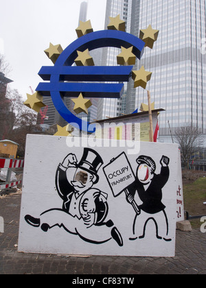Site de protestation à l'extérieur de Francfort occupent le site de la Banque centrale européenne (BCE) à Francfort Allemagne Banque D'Images