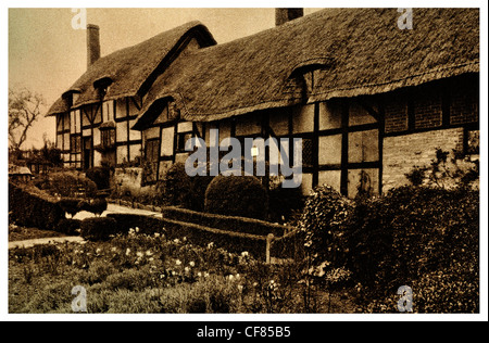 Anne Hathaway Cottage home William Shakespeare Shottery Warwickshire Angleterre Tudor farmhouse garden ossature bois Banque D'Images