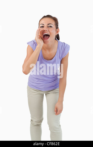 Jeune femme criant Banque D'Images