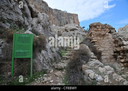 Israël, la Jordanie, la vallée de Wadi (Wadi Qelt Perat) reste de la monastère Faran établi dans la 4e siècle Banque D'Images