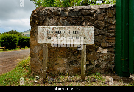 St Helena Longwood panneau à l'entrée de Longwood House home à Napoléon Bonaparte jusqu'à 1851 Banque D'Images