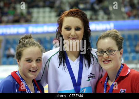 Chloe Davies (S14), Jessica-Jane Applegate (S14), Natalie Massey (S14) (Womens MC 200 m nage libre - Final) Banque D'Images