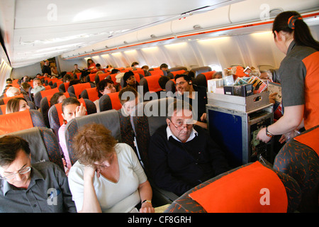 L'intérieur de l'habitacle sur vol EasyJet Banque D'Images