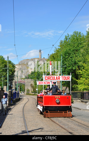 Crich Tramway Village, accueil de Tramway National Museum, Crich, Derbyshire, Angleterre, RU Banque D'Images