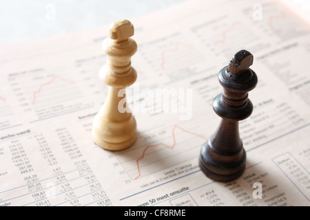 Échecs comme une métaphore pour les marchés boursiers Banque D'Images