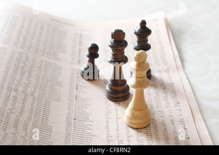 Échecs comme une métaphore pour les marchés boursiers Banque D'Images