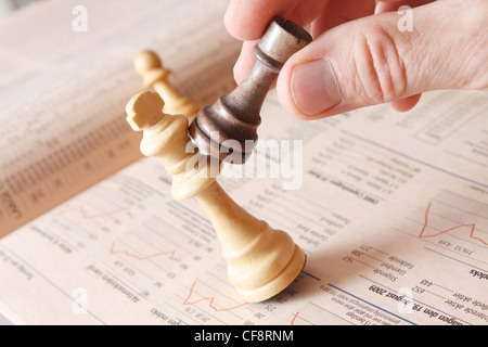 Échecs comme une métaphore pour les marchés boursiers Banque D'Images